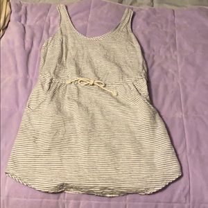 Grey/dark blue white striped dress with pockets!